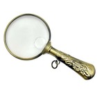 Vintage Embossed Brass Pocket Magnifying Glass Mcm Estate Euc