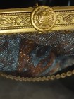 Antique 1920s Micro-beaded Purse   Ornate Gold-tone Frame   Geometric Pattern