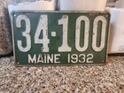 Pair Of Antique 1932 Maine License Plates Tag 34-100
