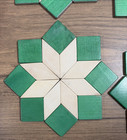 Vintage West German Wood Star Coaster Trivet Set Geometric Mosaic Hot Pads 4 Pcs