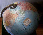 Rare Brass Base George F Cram Co  16  Tall Terrestrial Earth Globe  Euc