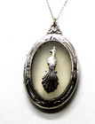 Rare Victorian Peacock Antique Sterling Silver 18 long Chain W  Locket 12 Grams