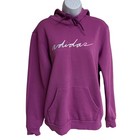 Adidas Linear Script Fleece Hoodie Purple Athletic Hoodie Size M