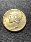 1944-d Mercury Silver Dime 10c Fb Full Bands Gorgeous Booming Golden Toning Bu