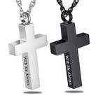 Cremation Cross Necklace For Ashes - Stainless Steel Urn Locket Pendant Memorial