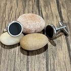Silver Border Black Round Cufflinks Men Birthday Father   s Gift With Box