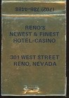Vintage Allan Bergendahl Kings Inn Hotel Casino Reno Nevada Matchbook Cover 20-6