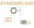 100pcs 10-24 Nylock Self Lock Nuts Nylon Inserted 304 Stainless Steel   10-24   