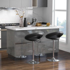 Set Of 2 Height Adjustable Black Swivel Bar Stools With Footrest