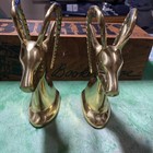 Ibex Antelope Gazelle Ram Brass Bookends Mid Century Mcm Made In Korea - Vintage