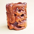 Gx1636 -  8 5x 7cm Hand Carved Boxwood Figurine    12 Zodiac Animal Pen Holder