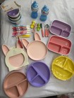 Munchkin Cloud Island Baby Feeding Lot Silicone Plates Bowls Spoons Cups 26 Pc