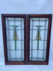Pair Of Arts   Crafts Stained Leaded Glass Windows From Chicago Circa 1910