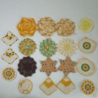 Lot  19  Vintage Hand Crochet Cotton Potholders Doilies Yellow Orange Brown Grn