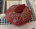 Vintage Antique Oval Pin Cushion  Red  With Red Strawberry On Top
