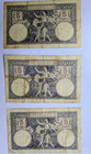 Set Of 3 Romania 5 Lei Banknotes 1928