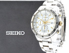 W box Vintage Seiko Chronograph 7t92-0lv0 Qtz Date 100m White Dial Men s  Watch