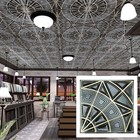 Faux Tin Ceiling Tiles Interior Decorative Panel For Cafe Pl86 Bluish Gold 10pcs