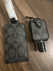 Coach Leather Luggage Tag   Mini Bottle Holder Black