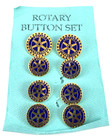 Rotary International Button Set  Lot Of 8   Blue Enamel   Brass   Nos