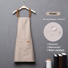 Kitchen Bib Apron With Pockets  Women Men Adjustable Neck Strap Water Khaki