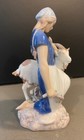 Bing   Grondahl B   G Porcelain  2180 Copenhagen Denmark Girl With Goat Figurine