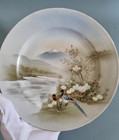 Antique Vintage Japanese Kutani Hand Painted Mount Fuji Plate Art Decor Samurai