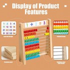 Wooden Abacus For Kids Math - 10-row Counting Toy With 100 Beads  Number Cards  