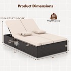 Outdoor Patio Daybed Pe Wicker Double Chaise Lounge With Adjustable Backrests