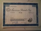 Sling s      200 Shares  American Brands  Inc - Original Stock Certificate - 1973