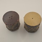Vintage Russ Americana Drum Salt   Pepper Shakers Wood Set 6802 2pc