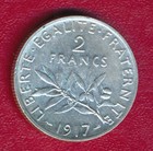 France 1917 2 Francs Silver Coin   nicely Circulated   Ships Free  
