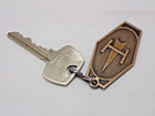 Hilton Hotel Athens Vtg Rare Solid Brass Key Fob 1128 W key