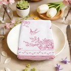 Chinoiserie Flower Bird Napkins  18  18 Inch Vintage Pink Dinner Cloth Napkins   
