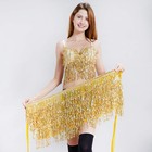 Women s Sequin Tassel Skirts Sparkly Rave Fringe Hip Scarf For Large  Gold