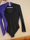 Womens Purple And Black Leotard With Rhinstones