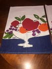 Vtg  2  Vera Neumann Linen Blend Fruit In Bowl Kitchen Tea Towels   26  X 20 