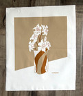 New Vintage Marushka Screen Print Wall Art Fabric Panel Lily Lilies Vase Brown