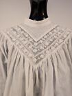 Victorian Revival Vintage Cotton Blouse W Embroidered Flowers   Beading