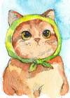 Custom Pet Portrait Aceo Original Miniature Art 2 5x3 5  Watercolor Dog Cat Ooak