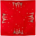 Embroidered Modern Triangle Christmas Trees On Red Table Topper 34  Square