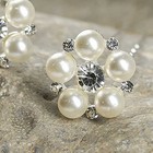 Pack Of 20 Faux Silver Pearl And Crystal Flower Gem Hair Pins