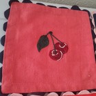 Anthropologie Embroidered Cherry Scalloped Linen Coaster Mats Set Of 4 Home