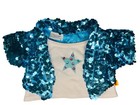 Build A Bear Turquoise Bling Sequin Jacket   Skirt Set Teddy Bear Outfit