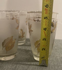 Set Of 4 Vtg Mcm Libbey Frosted Golden Foliage Gold Leaf Glass Highball Glasses