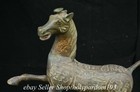 23 6  Old Chinese Bronze Ware Fengshui 12 Zodiac Year Run Horse Swallow Statue