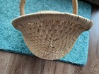 Vintage-inspired Wicker Basket Beige Willow Large Handwoven One Handle