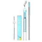 2pcs Metal Stainless Steel Drinking Straws Reusable Set Case Collapsible Straw