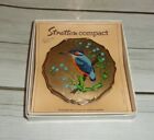 Vintage Stratton England Kingfisher Bird Floral Enamel Powder Mirror Compact
