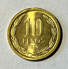 1990 Chile Coin 10 Pesos  chilena  Female Angel Wearing Broken Shackles Chains